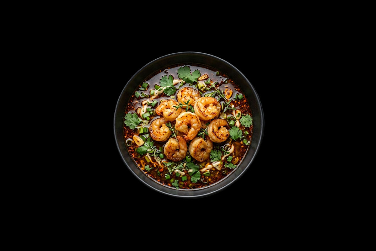 Chilli Fried Pelted Shrimp Soup
